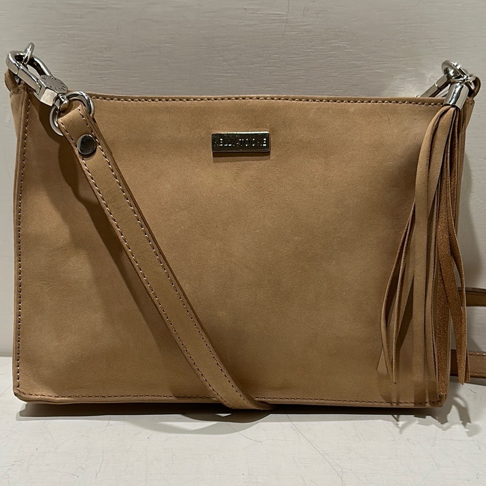 KELLY TOOKE Small Tan Leather Crossbody Bag with Tassel